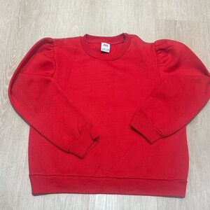 Zara Bright Red Puff Sleeve Sweatshirt